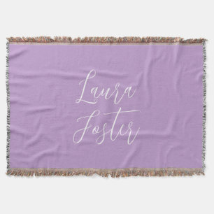 Handwriting Elegant Name Lilac Colour Throw Blanket