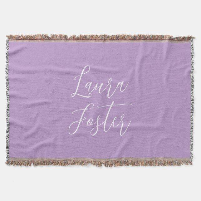 Handwriting Elegant Name Lilac Colour Throw Blanket (Front)