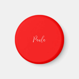 Handwriting Elegant Name Red Color Plain Magnet