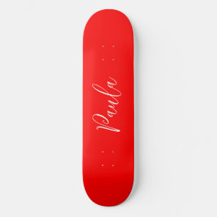 Handwriting Elegant Name Red Colour Plain Skateboard
