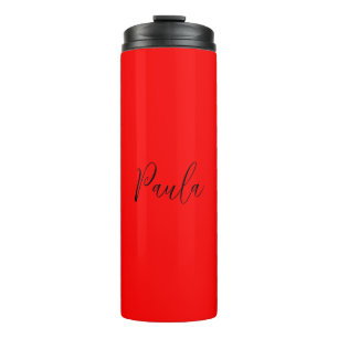 Handwriting Elegant Name Red Colour Plain Thermal Tumbler