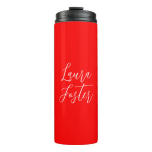 Handwriting Elegant Name Red Colour Plain Thermal Tumbler