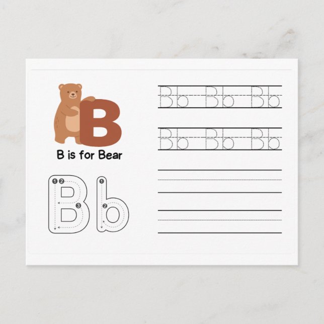 Handwriting FlashCards for Kindergarten | B,C | Postcard (Front)