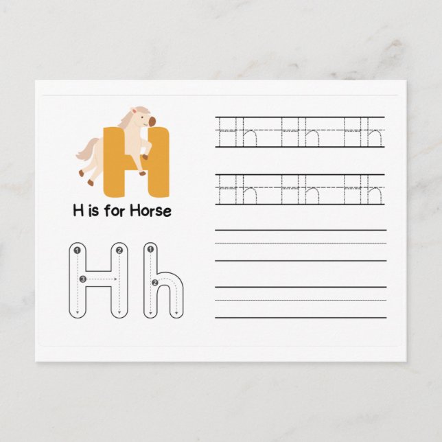 Handwriting FlashCards for Kindergarten | H,I | Postcard (Front)