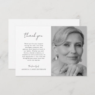 Handwriting Font Celebration of Life Funeral Photo Thank You Card