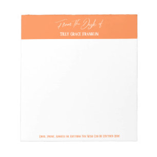 Handwriting From the Desk of Bright Orange Peel Notepad