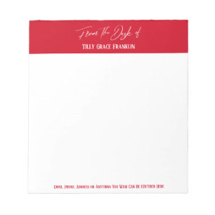 Handwriting From the Desk of Cherry Red Notepad