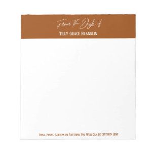 Handwriting From the Desk of Dark Burnt Orange Notepad