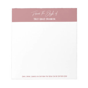 Handwriting From the Desk of Dusty Rose Pink Notepad