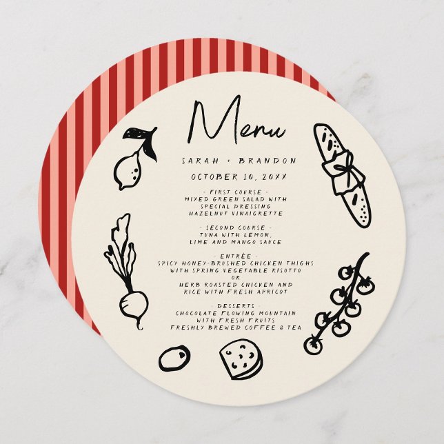 Handwriting Hand drawn Retro Wedding Menu Invitation (Creator Uploaded)