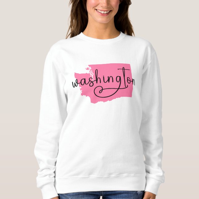 Handwriting Heart Washington in Pink Sweatshirt (Front)