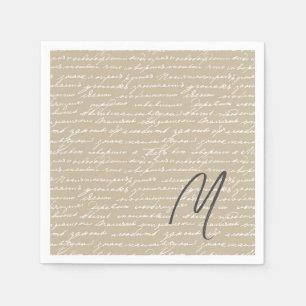 Handwriting INITIAL Writer Author Books Romantic Napkin