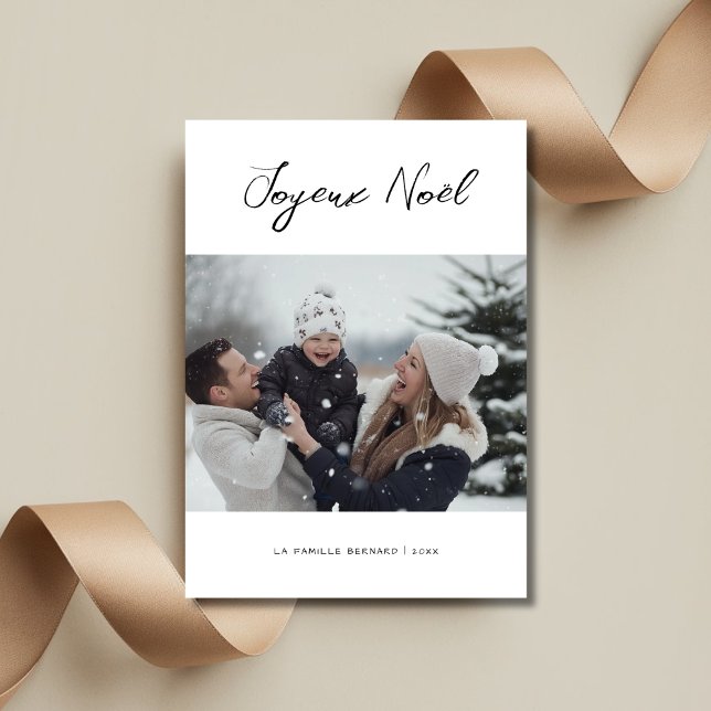 Handwriting Joyeux Noël French Christmas Photo Holiday Card (Creator Uploaded)