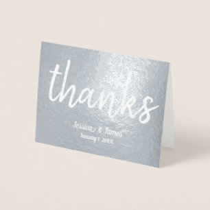 Handwriting Marker Style Font Wedding Thanks Foil Card