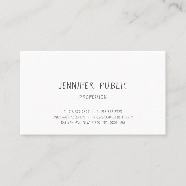 Handwriting Minimalist Template Professional Business Card (Front)