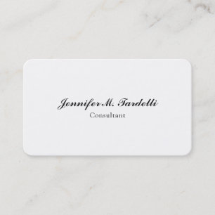 Handwriting Minimalist White Professional Plain Business Card
