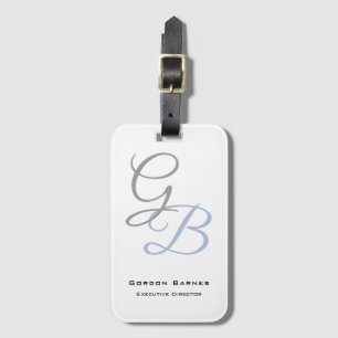 Handwriting modern plain bold monogram minimalist luggage tag