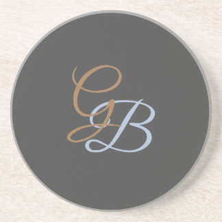 Handwriting modern plain monogram minimalist  coaster