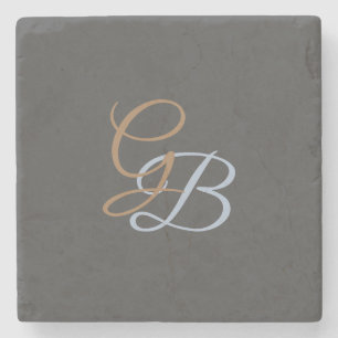 Handwriting modern plain monogram minimalist stone coaster
