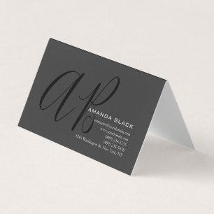 Handwriting Monogram Custom Grey Black Custom  Business Card