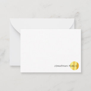 Handwriting Monogram Elegant Faux Gold White Card