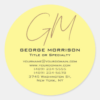 Handwriting Monogram Initials Professional Modern Classic Round Sticker