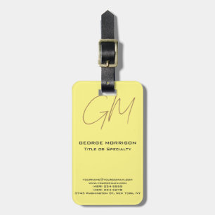 Handwriting Monogram Initials Professional Modern Luggage Tag