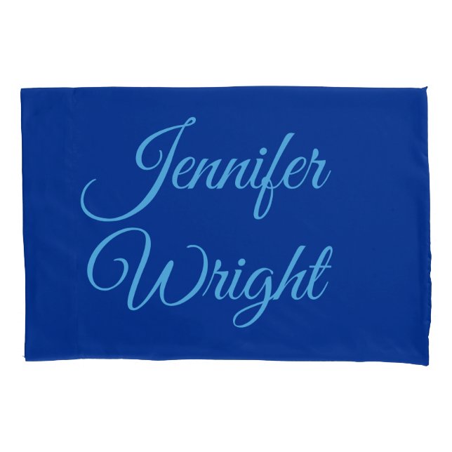 Handwriting Name Classical Plain Air Force Blue  Pillowcase (Front)