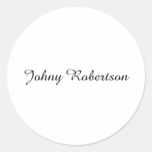 Handwriting Name Plain Elegant Professional Modern Classic Round Sticker