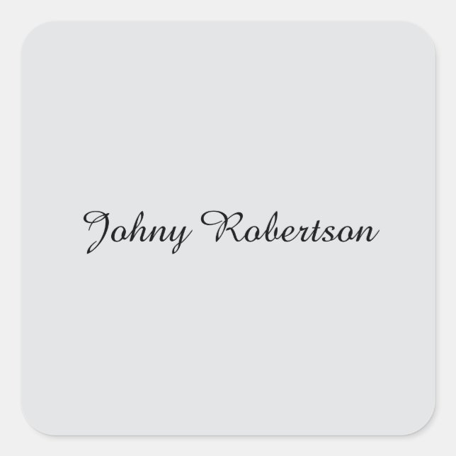 Handwriting Name Plain Elegant Professional Modern Square Sticker (Front)