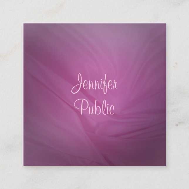 Handwriting Name Purple Template Modern Elegant Square Business Card (Front)