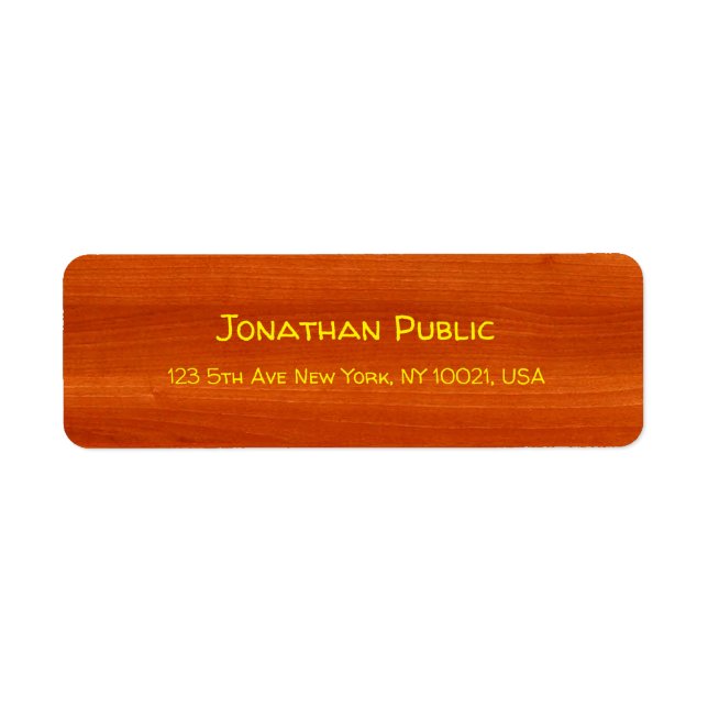Handwriting Name Text Walnut Wood Return Address (Front)