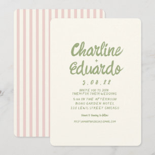 Handwriting Pastel Retro Simple Wedding invitation