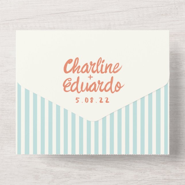 Handwriting Pastel Retro Wedding All In One Invitation (Back)