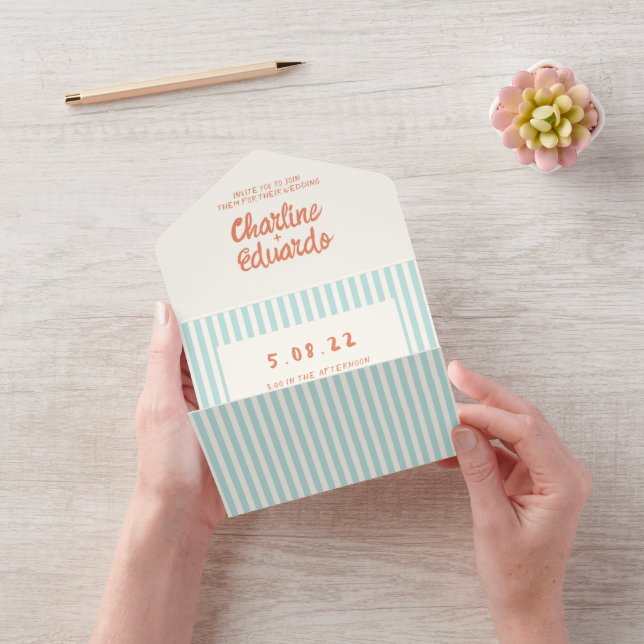 Handwriting Pastel Retro Wedding  All In One Invitation (Video)