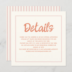 Handwriting Pastel Retro Wedding Details Invitatio Invitation