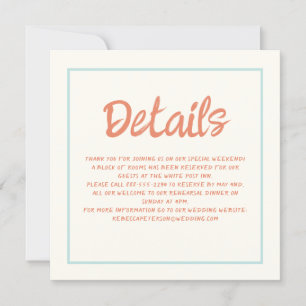 Handwriting Pastel Retro Wedding Details Invitatio Invitation