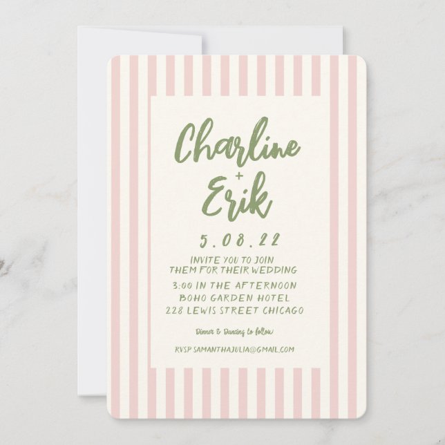 Handwriting Pastel Retro Wedding invitation Card (Front)