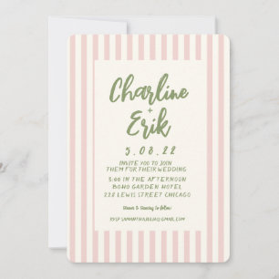 Handwriting Pastel Retro Wedding invitation Card