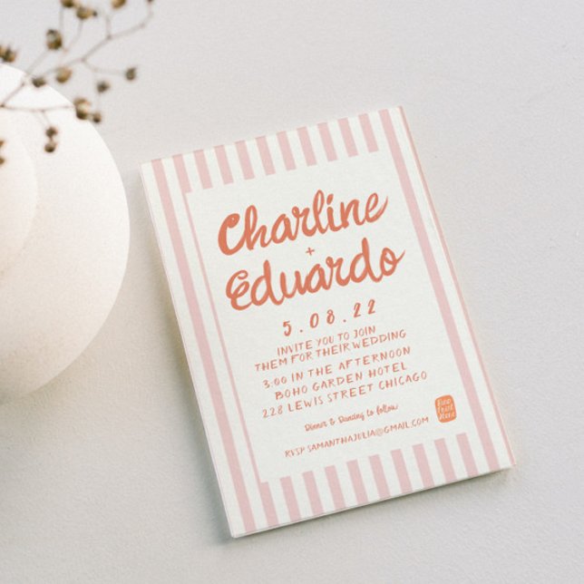 Handwriting Pastel Retro Wedding invitation Card (Creator Uploaded)