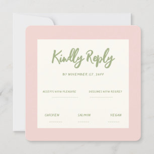Handwriting Pastel Retro Wedding Rsvp Invitation