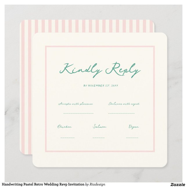 Handwriting Pastel Retro Wedding Rsvp Invitation (Creator Uploaded)