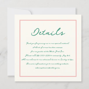 Handwriting Pinky Pastel Retro Wedding Details Invitation