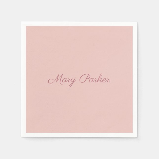 Handwriting Plain Rose Gold Professional Name Napkin (Front)