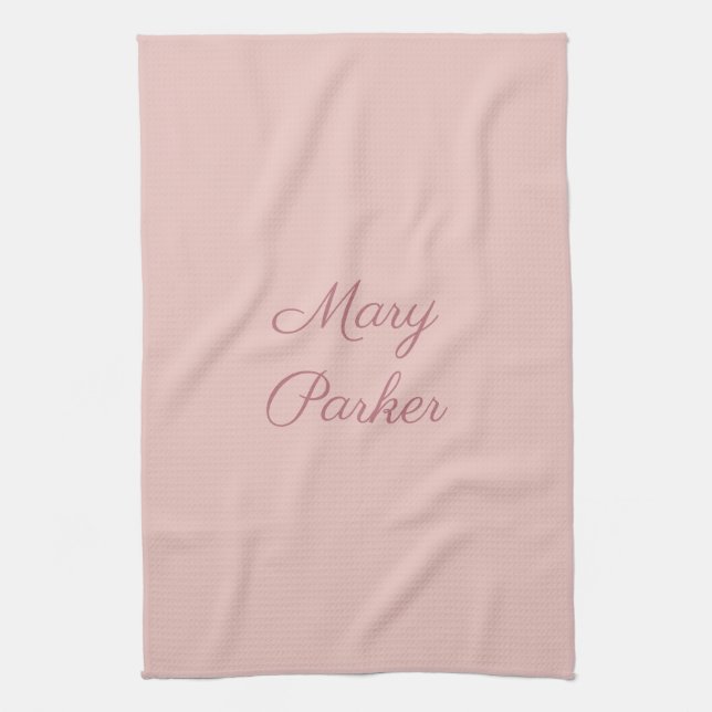Handwriting Plain Rose Gold Professional Name Tea Towel (Vertical)