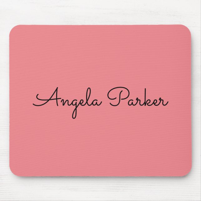 Handwriting Plain Simple Pink Professional Modern Mouse Mat (Front)