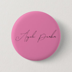Handwriting Plain Simple Pink Professional Name 6 Cm Round Badge