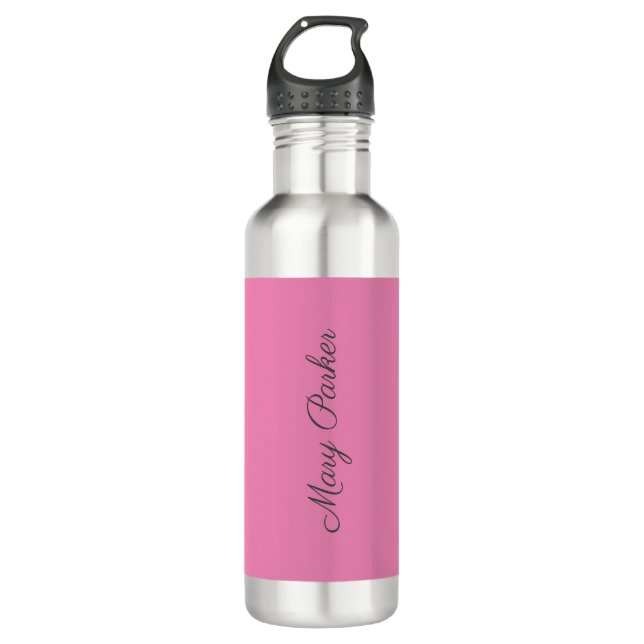 Handwriting Plain Simple Pink Professional Name 710 Ml Water Bottle (Front)