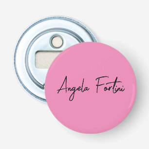 Handwriting Plain Simple Pink Professional Name Bottle Opener