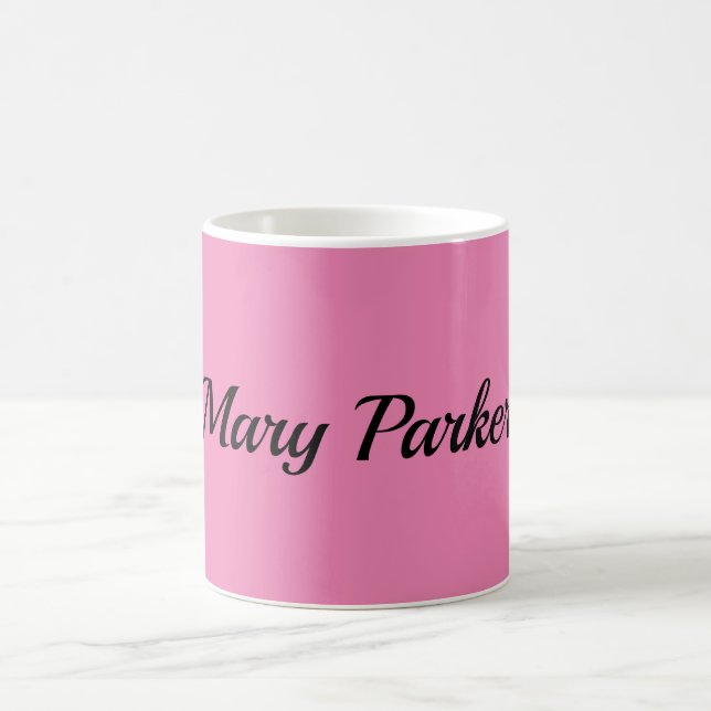 Handwriting Plain Simple Pink Professional Name Coffee Mug (Center)